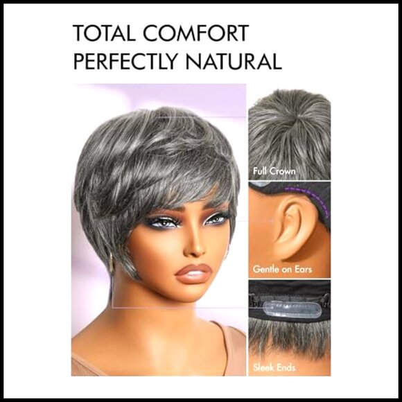 Short Pixie Cut Glueless Wig Human Hair Modern Chic Throw On & Go main image 4